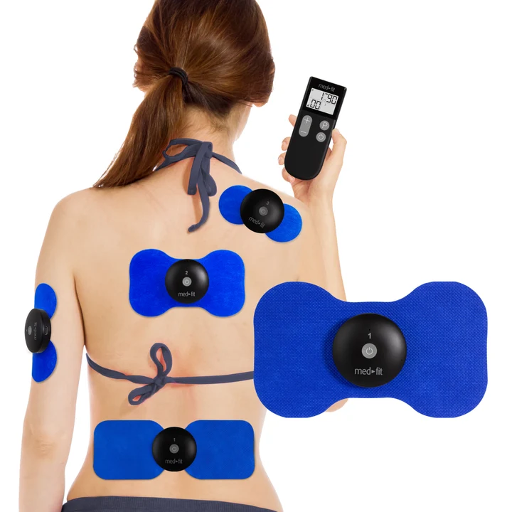Med-Fit Wireless 4-Channel TENS and EMS Machine in use treating multiple body areas